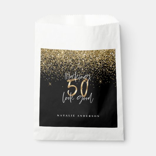 Moderne Typografie Gold Glitzer Chic 50. Geburtsta Geschenktütchen (Vorderseite)