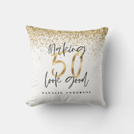 Moderne Typografie Gold Glitzer Chic 50. Geburtsta Kissen