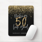 Moderne Typografie Gold Glitzer Chic 50. Geburtsta Mousepad (Mit Mouse)