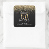 Moderne Typografie Gold Glitzer Chic 50. Geburtsta Quadratischer Aufkleber (Tasche)