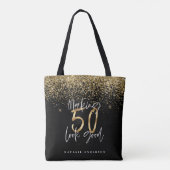 Moderne Typografie Gold Glitzer Chic 50. Geburtsta Tasche (Rückseite)