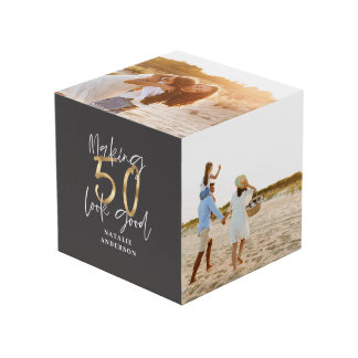 moderne Typografie Gold schwarz 50. Geburtstag Würfel