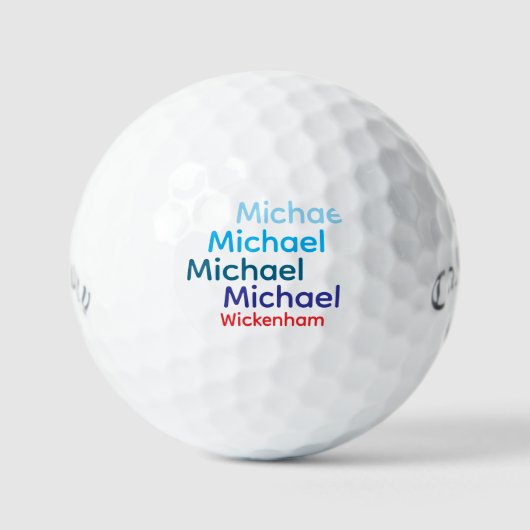Moderne Typografie Golfers Name Golfball (Vorderseite)