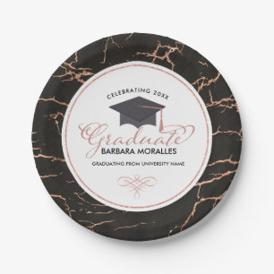 Moderne Typografie Graduate Rose-Gold-Schwarz-Marm Pappteller