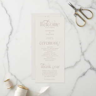 Moderne Typografie Greige Hochzeitsprogramm Programm