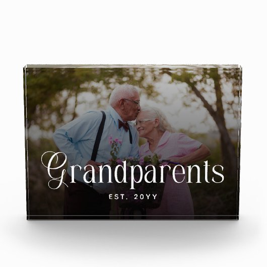 Moderne Typografie Großeltern Personalisiertes Fot Fotoblock (Vorderseite)