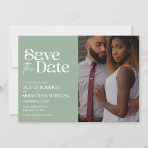 Moderne Typografie - Grünen Foto Hochzeit Save The Date