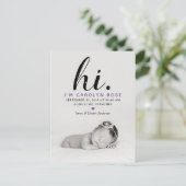 Moderne Typografie "hallo." Ankündigungspostkarte (Stehend Vorderseite)