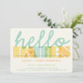 Moderne Typografie Hallo Babies Twins Sip & See Einladung (Stehend Vorderseite)