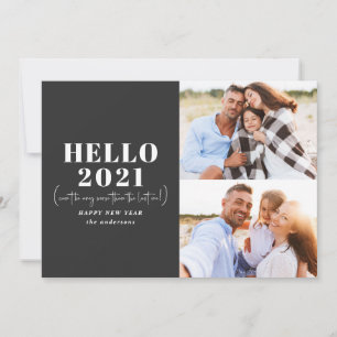 Moderne Typografie hallo neues Jahr Foto Feiertagskarte