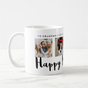 Moderne Typografie Happy Hanukkah Four Foto Grid Kaffeetasse