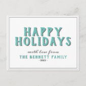 Moderne Typografie Happy Holidays Weihnachten Postkarte (Vorderseite)