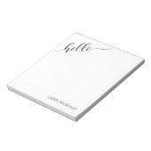 Moderne Typografie "Hello" Black & White Notepad Notizblock (Rotiert)