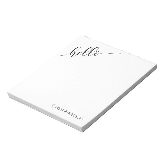 Moderne Typografie "Hello" Black & White Notepad Notizblock (Rotiert)