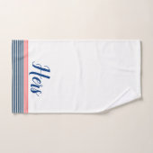 Moderne Typografie Hers-Blue & Coral-red Stripe Badhandtuch Set (Handtuch)