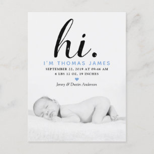 Moderne Typografie "Hi". Foto Birth Ankündigung