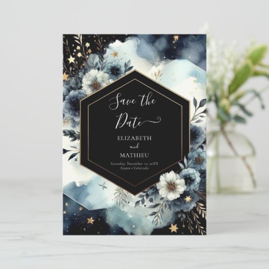 Moderne Typografie - Himmelshochzeit Save The Date (Stehend Vorderseite)