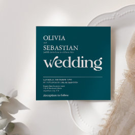 Moderne Typografie Hochzeit auf dem Aquamarinen Pl Einladung