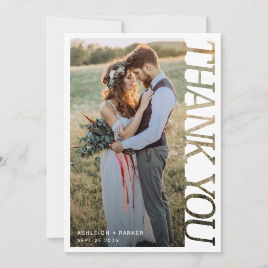 Moderne Typografie Hochzeit Danke 2 Foto (Vorderseite)