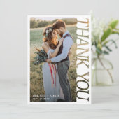 Moderne Typografie Hochzeit Danke 2 Foto (Stehend Vorderseite)
