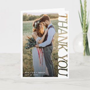 Moderne Typografie Hochzeit Danke 2 Foto Karte