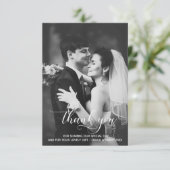 Moderne Typografie Hochzeit Danke Fotokarte (Stehend Vorderseite)