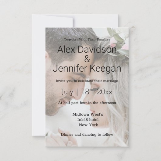 Moderne Typografie Hochzeit Foto Chic Einladung (Vorderseite)