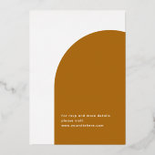 Moderne Typografie-Hochzeit im Herbst aus GoldSenf Folieneinladung (Rückseite)