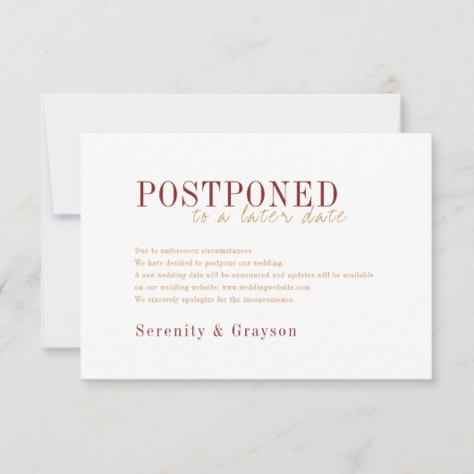 Moderne Typografie-Hochzeit im Herbst Einladung (Vorderseite)