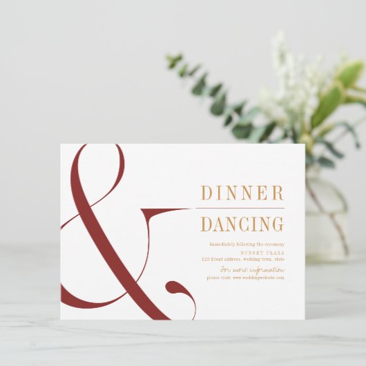 Moderne Typografie Hochzeit im Herbst Empfang Begleitkarte (Stehend Vorderseite)