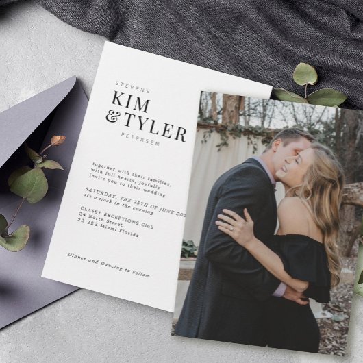 Moderne Typografie-Hochzeit mit einfachem minimali Einladung