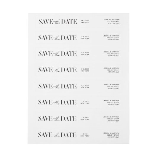 Moderne Typografie-Hochzeit rettet das Datum (Bogen)