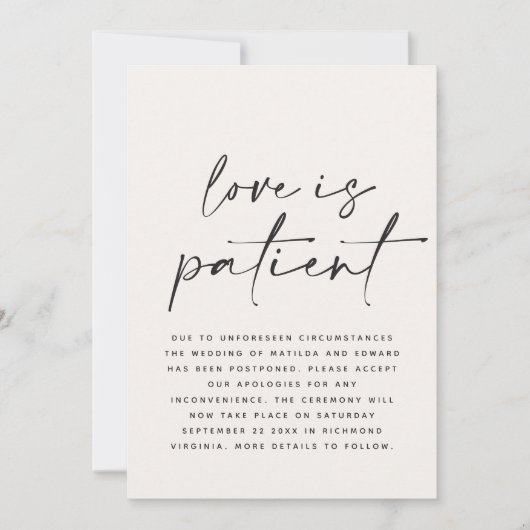 Moderne Typografie Hochzeit Save the Date verschob (Vorderseite)