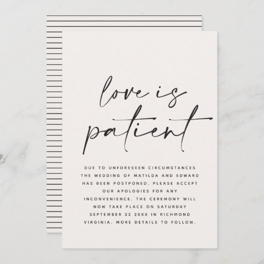 Moderne Typografie Hochzeit Save the Date verschob (Vorne/Hinten)