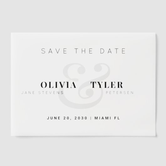 Moderne Typografie Hochzeit speichern das Datum üb Pergament Einladungen (Vorderseite)