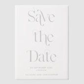 Moderne Typografie-Hochzeit speichert das Date-Ove Pergament Einladungen (Vorderseite)