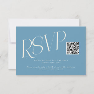 Moderne Typografie Hochzeits-QR-Code Denimblau RSVP Karte