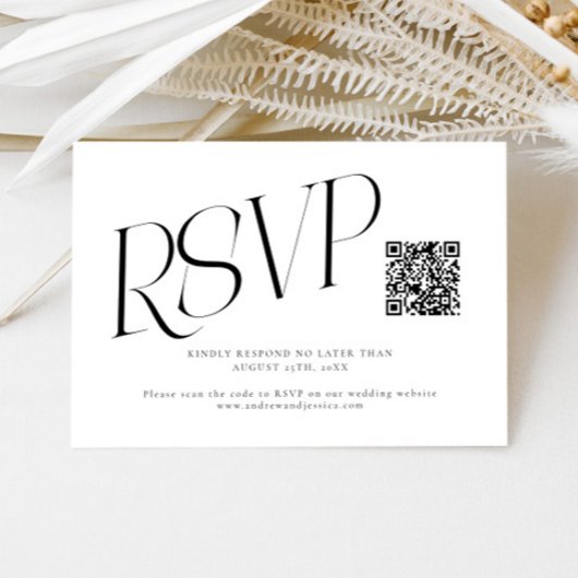 Moderne Typografie Hochzeits-QR-Code RSVP Karte