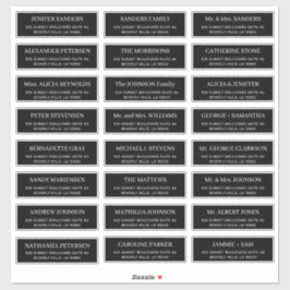 Moderne Typografie Hochzeitsgast-Adresse schwarz Aufkleber