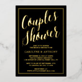 Moderne Typografie Hochzeitspaare Dusche Real Folieneinladung (Vorderseite)