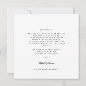 Moderne Typografie Hochzeitsplatz Danke Karte (Rückseite)