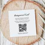 Moderne Typografie Honeymoon-Fonds QR-Code Begleitkarte<br><div class="desc">Einfach und modern: eine minimalistische schwarz-weiße Typografie,  ideal für ein trendiges Paar. Gefällt Schwarz/Weiß nicht? Sie können Ihre Karte ganz einfach anpassen und die Textfarbe ändern. Ersetzen Sie das Bild durch Ihren eigenen QR-Code,  um Ihren Gästen den Zugang zu Ihrer digitalen Wunscheinrichtung zu ermöglichen.</div>