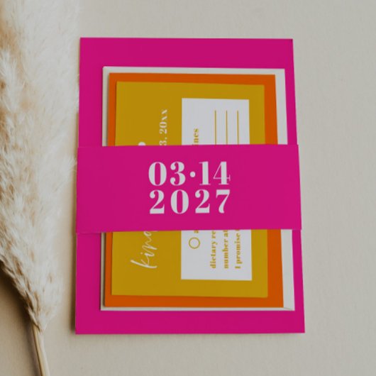 Moderne Typografie Hot Pink Hochzeitseinladung Einladungsbanderole