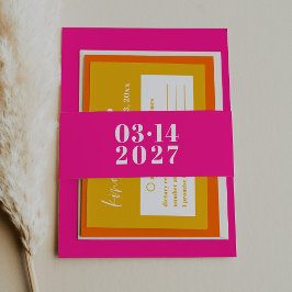 Moderne Typografie Hot Pink Hochzeitseinladung Einladungsbanderole