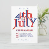 Moderne Typografie im Amerikanische Unabhängigkeit Einladung (Stehend Vorderseite)