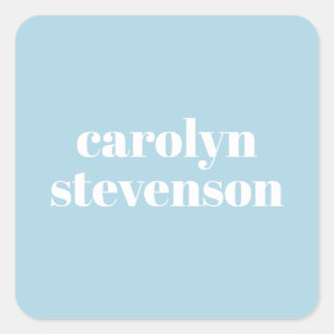 Moderne Typografie in Blau Personalisierter Name Quadratischer Aufkleber