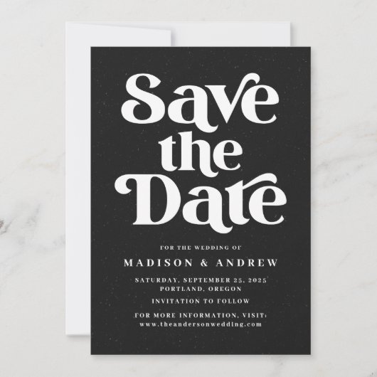 Moderne Typografie in Schwarz und Weiß Save The Date (Vorderseite)