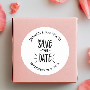 Moderne Typografie Individuelle Hochzeit "Save the Runder Aufkleber