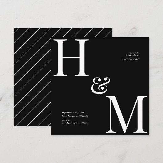 Moderne Typografie Initialen Hochzeit speichern da (Vorne/Hinten)