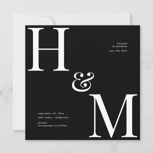 Moderne Typografie Initialen Hochzeit Termin merke (Vorderseite)
